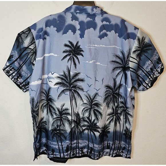 Vtg Hawaiian Multicolor Blue Palm Tree Short Sleeve Shirt Mens Size‎ XXL - Picture 2 of 7
